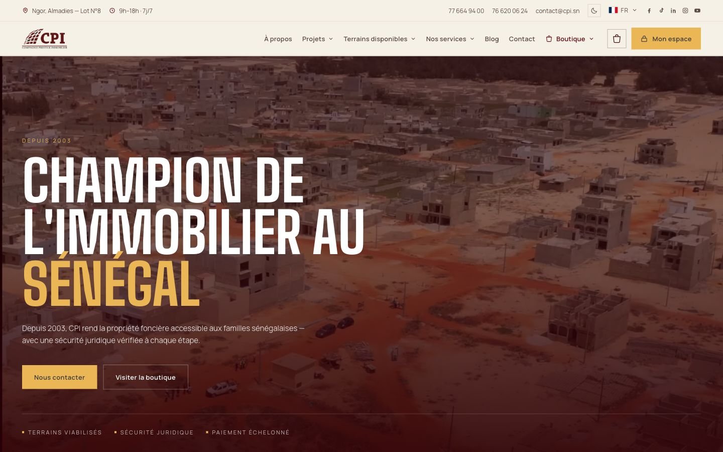 CPI Immobilier — Page d’accueil