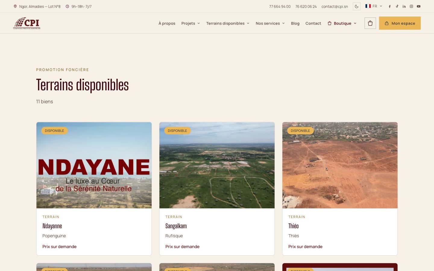 CPI Immobilier — Catalogue des terrains