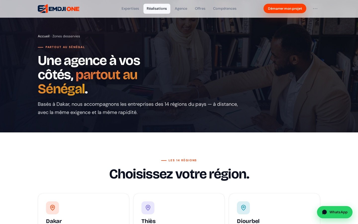 Site EMDJI ONE — Zones desservies (référencement local)