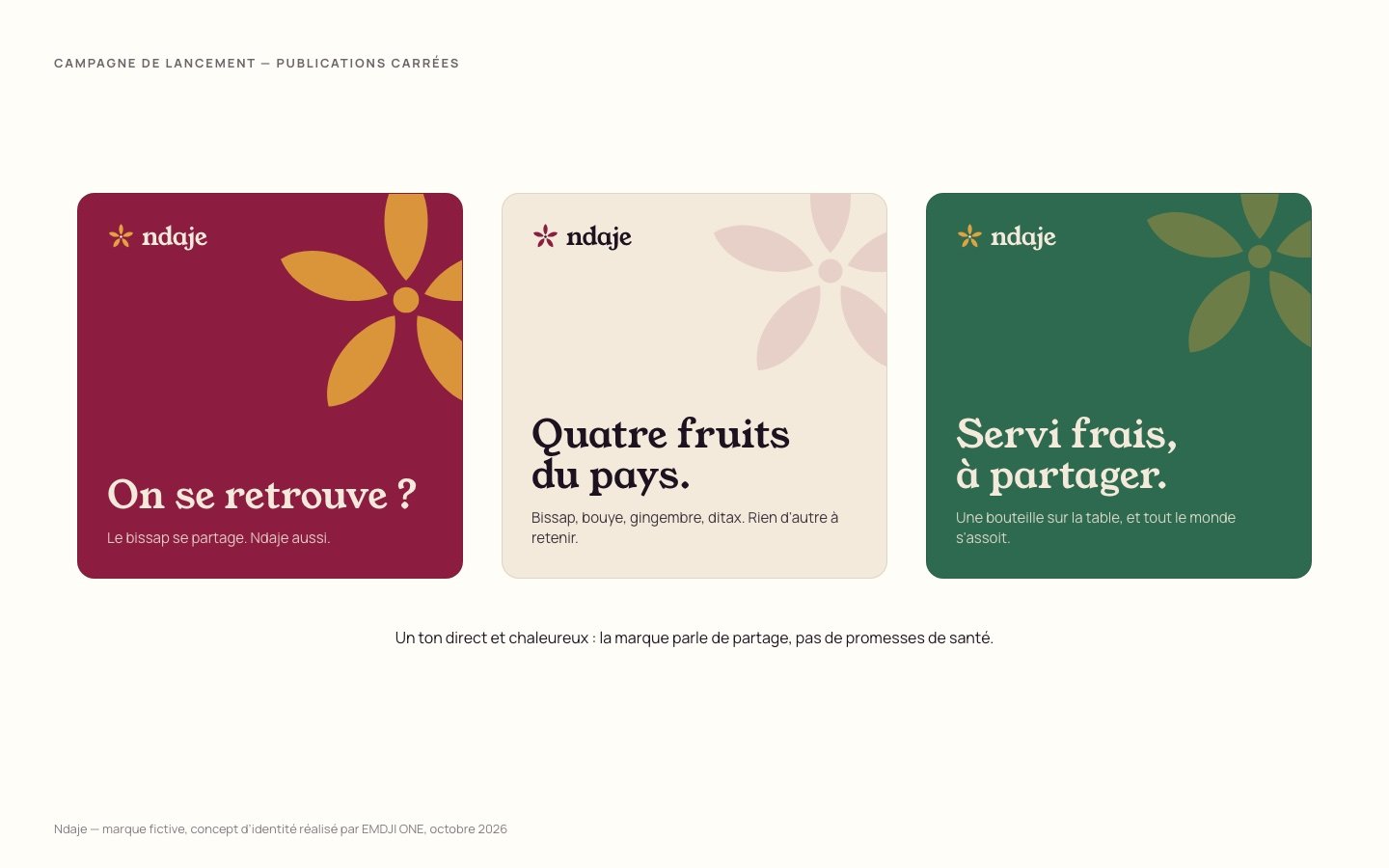 Ndaje — Campagne de lancement : publications carrées