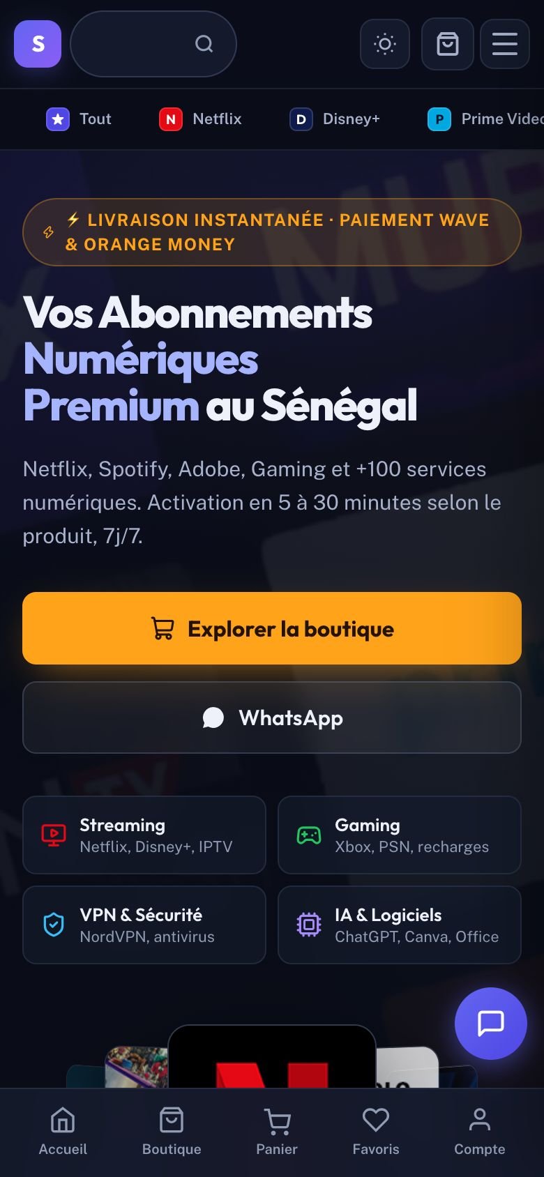 SenVirtuel — Accueil sur mobile