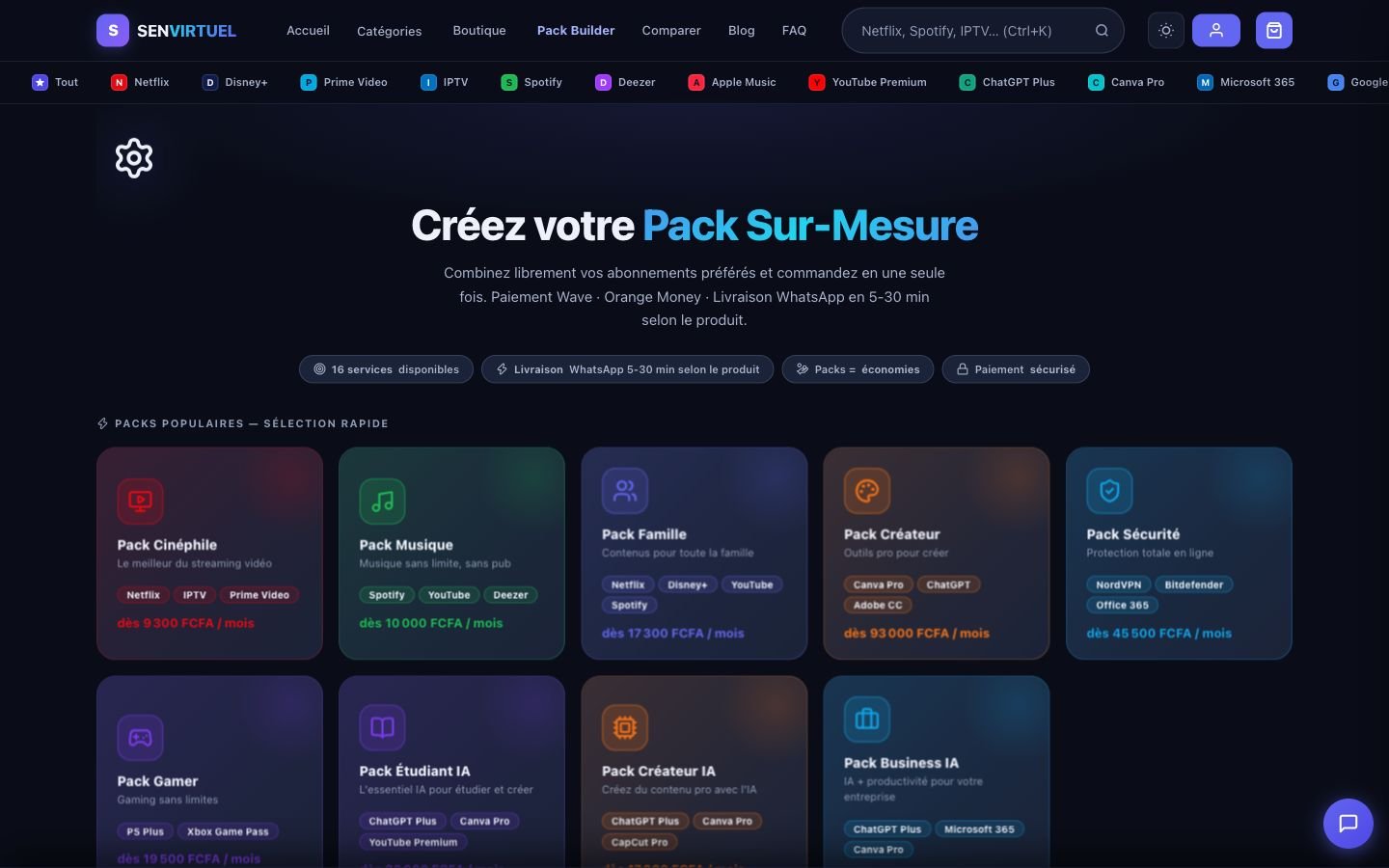 SenVirtuel — Composeur de packs